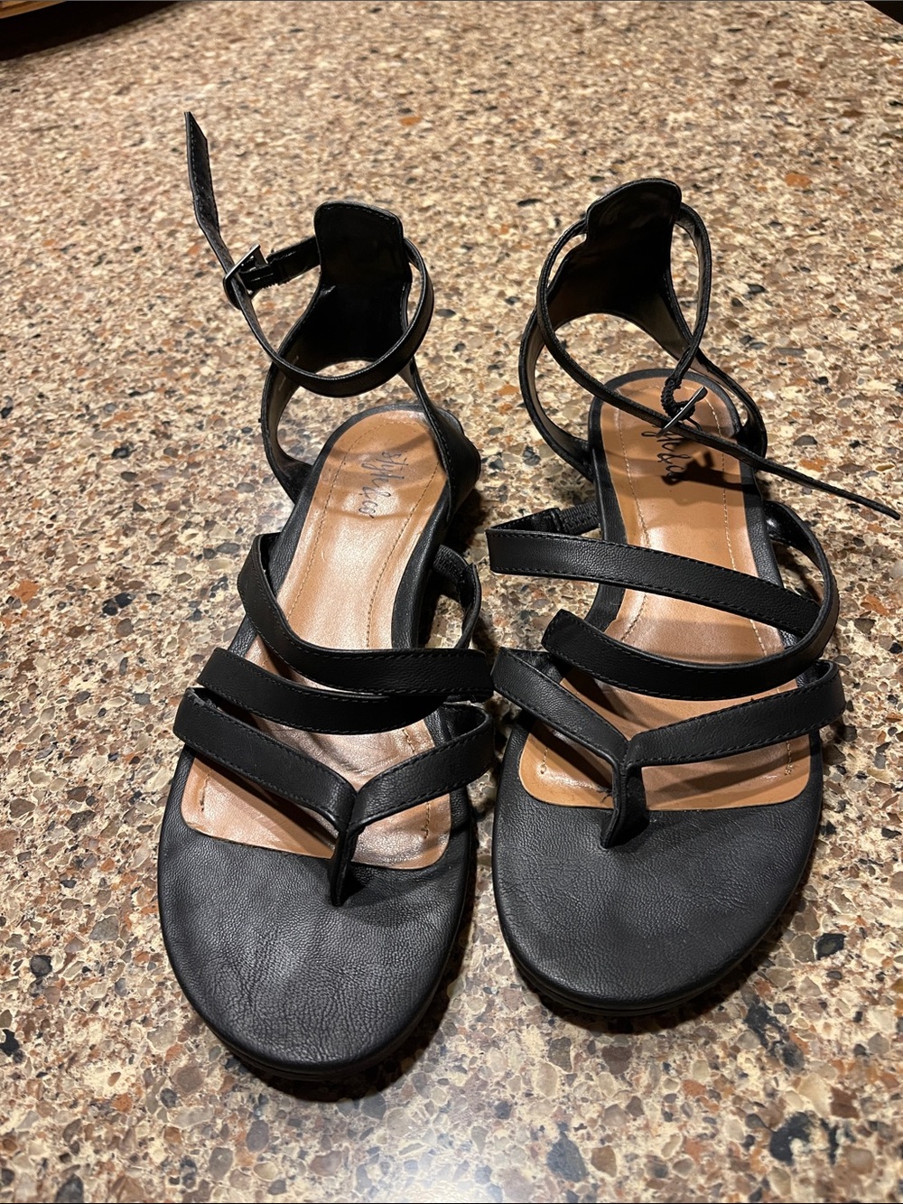 Style & Co. Black Strappy Ankle-Tie Sandals